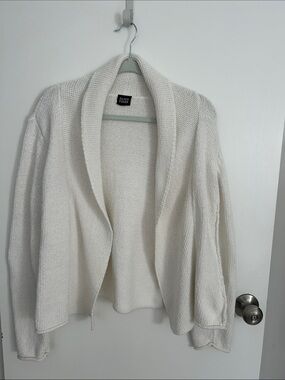 Eileen Fisher Ivory Open-Front Shawl-Collar Cardigan Size L